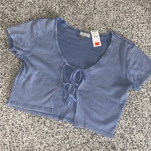 NWT Tillys Sky & Sparrow Blue Ribbed Crop top Size large